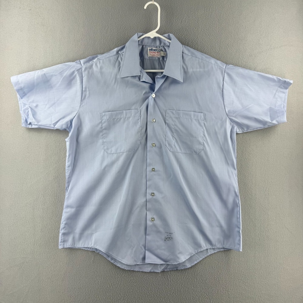 Vintage Elbeco Work shirt Mens XL Chambray Perm Press 70s Button Up Made in USA